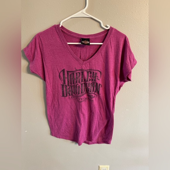 🔴Harley-Davidson Women's Magenta V-Neck Tee - Picture 1 of 4